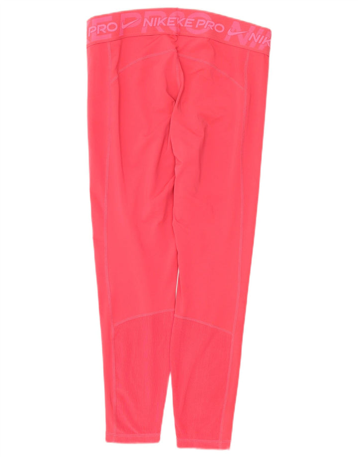 Nike Womens Dri Fit Graphic Capri Leggings UK 14 Large Pink Polyester