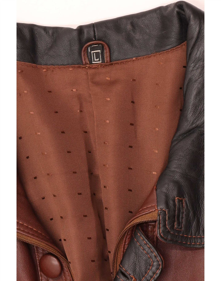 Vintage Mens Bomber Leather Jacket UK 40 Large Brown