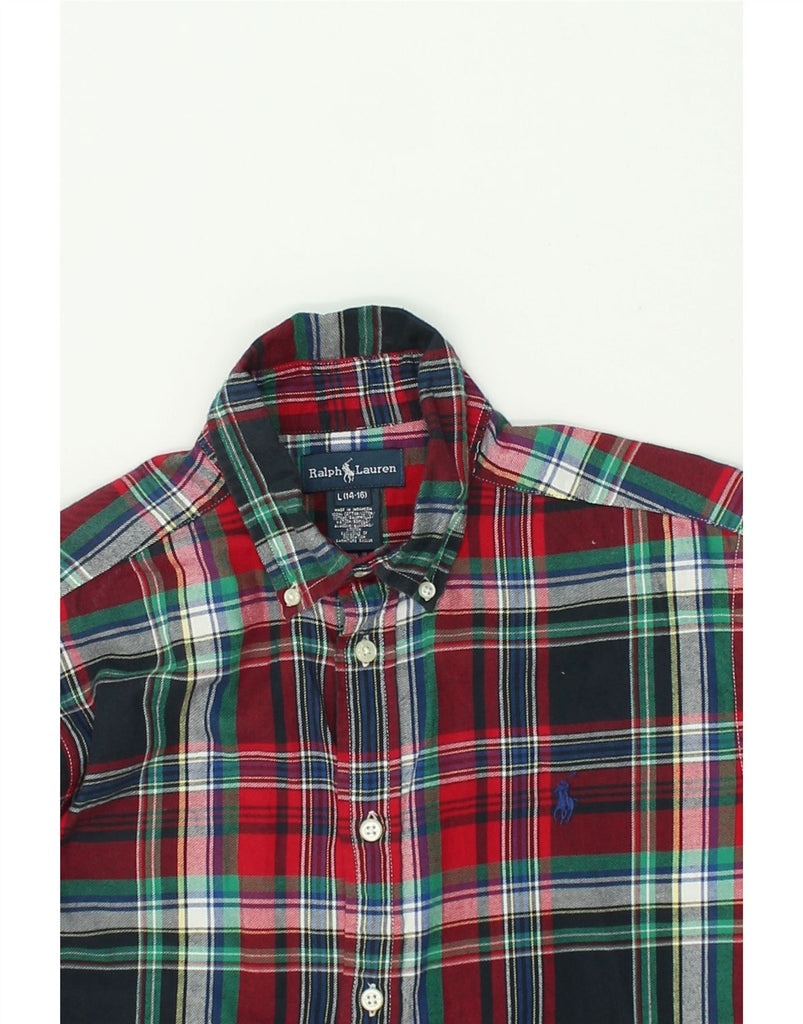 RALPH LAUREN Boys Flannel Shirt 14-15 Years Large Multicoloured Check | Vintage Ralph Lauren | Thrift | Second-Hand Ralph Lauren | Used Clothing | Messina Hembry 