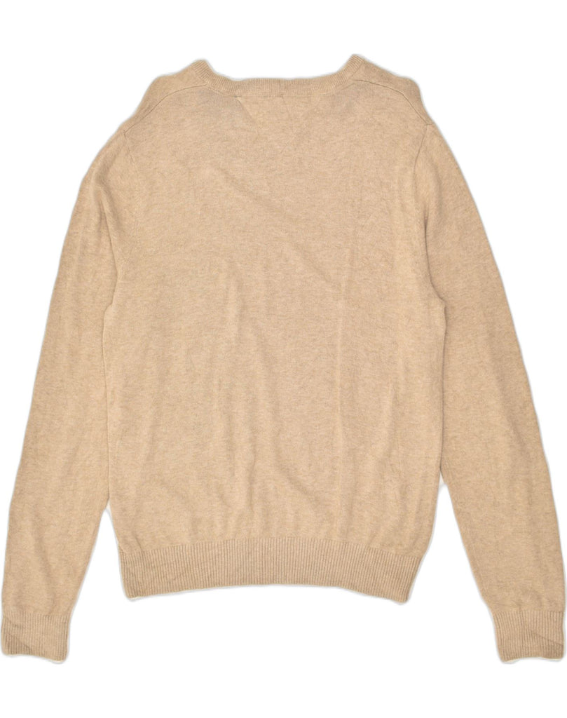 TOMMY HILFIGER Mens V-Neck Jumper Sweater Small Beige Cotton | Vintage Tommy Hilfiger | Thrift | Second-Hand Tommy Hilfiger | Used Clothing | Messina Hembry 