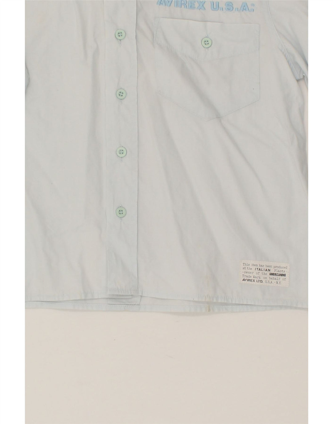 AVIREX Boys Graphic Short Sleeve Shirt 7-8 Years Blue Cotton Vintage Avirex and Second-Hand Avirex from Messina Hembry 