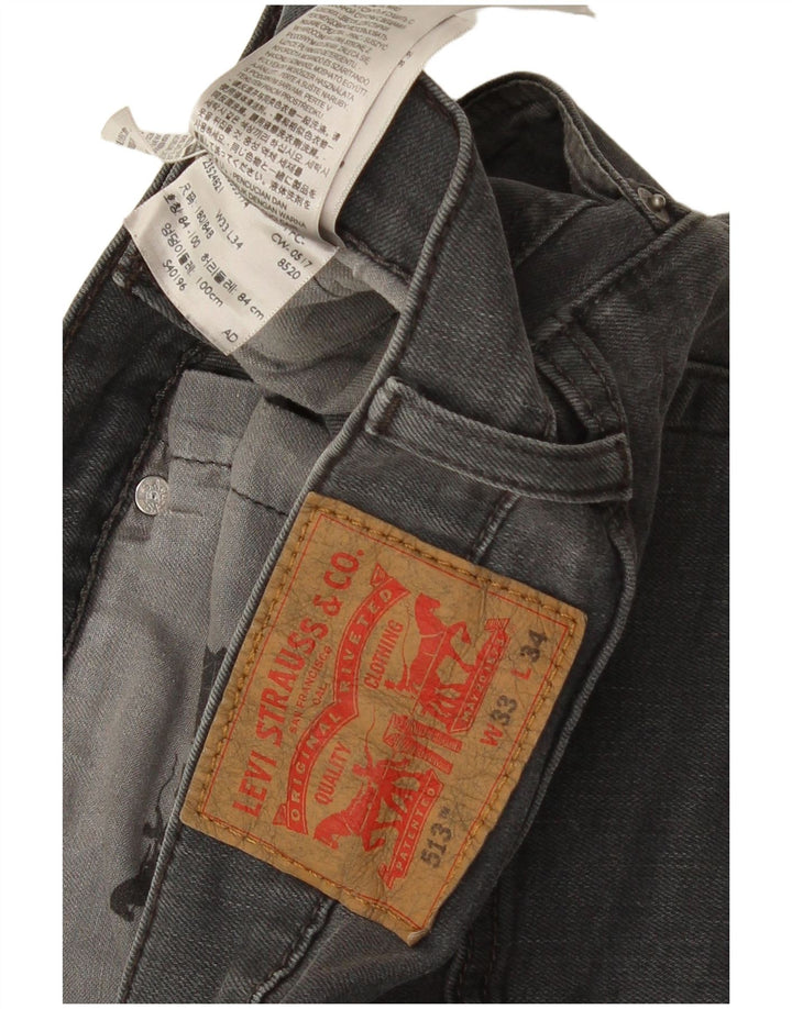 Levi's Mens 513 Slim Straight Jeans W33 L34 Grey Cotton