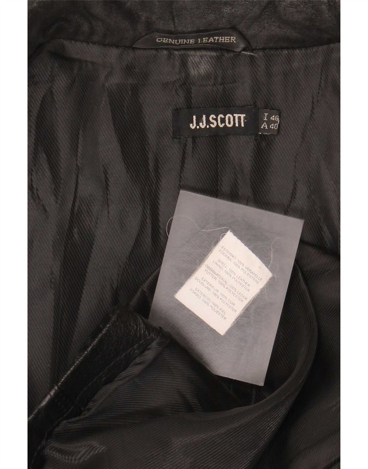 J.J.Scott Womens 2 Button Leather Blazer Jacket IT 46 Large Black
