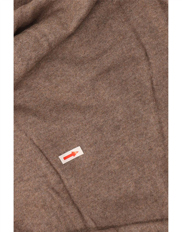 John Lewis Mens V-Neck Jumper Sweater Large Brown Cotton