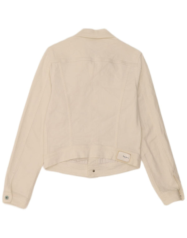 PEPE Jeans Womens Crop Denim Jacket UK 10 Small White