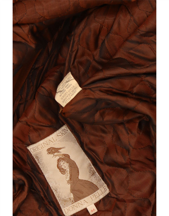 Vintage Womens Oversized Hooded Suede Overcoat IT 44 Medium Brown Leather