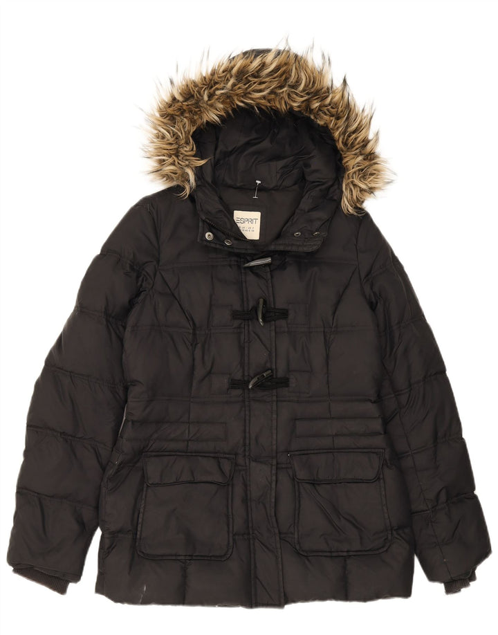ESPRIT Womens Oversized Hooded Padded Jacket UK 10 Small Black