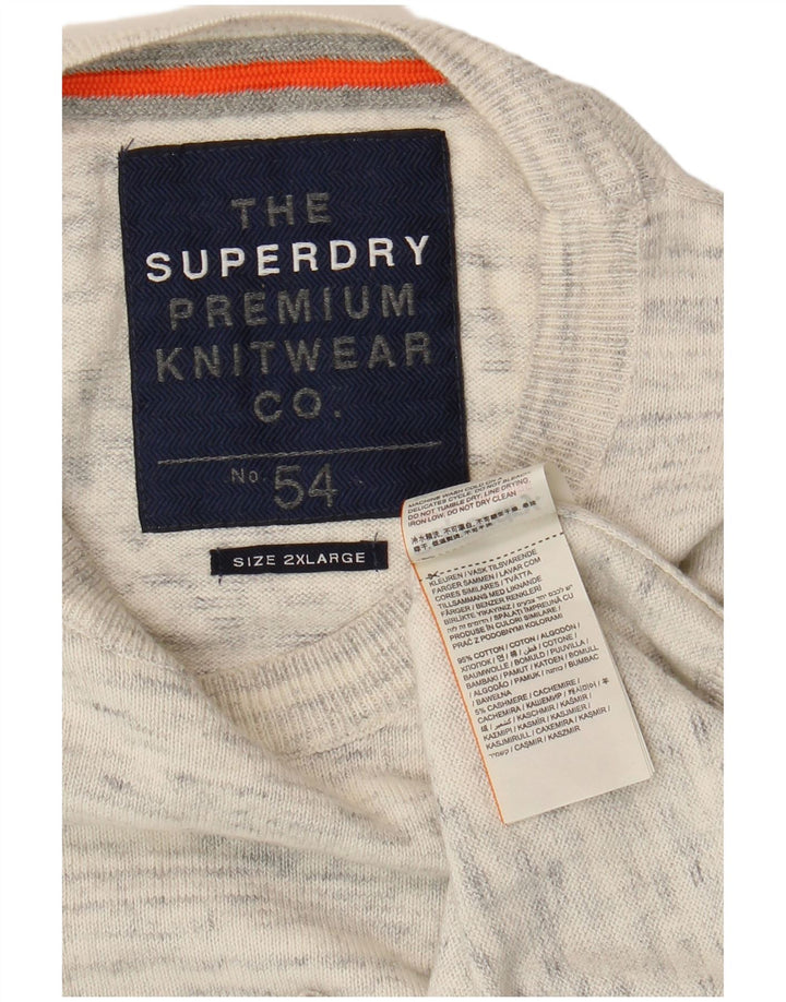 Superdry Mens Crew Neck Jumper Sweater 2XL Grey Flecked Cotton