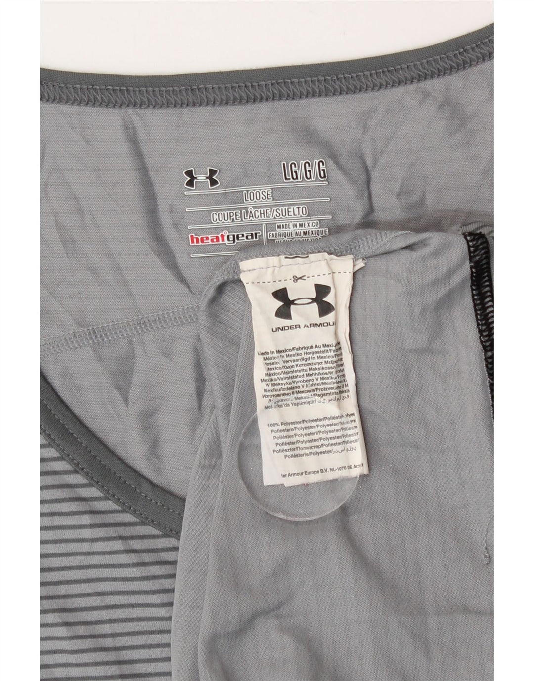 Under Armour Mens Heat Gear Vest Top Large Grey Pinstripe Polyester