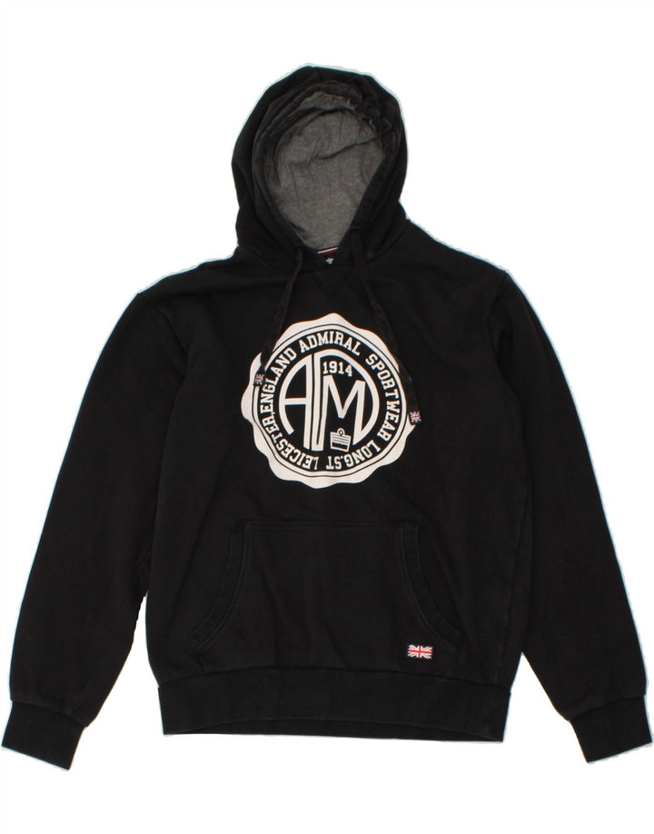 ADMIRAL Mens Graphic Hoodie Jumper Medium Black
