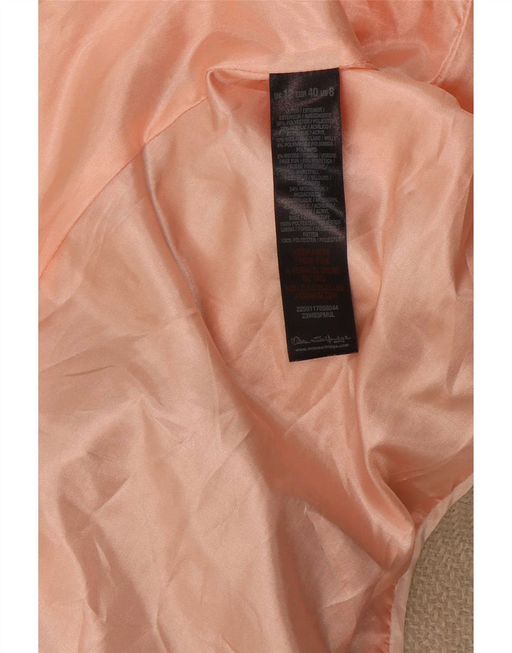 Topshop Womens Overcoat UK 12 Medium Beige Colourblock Polyester
