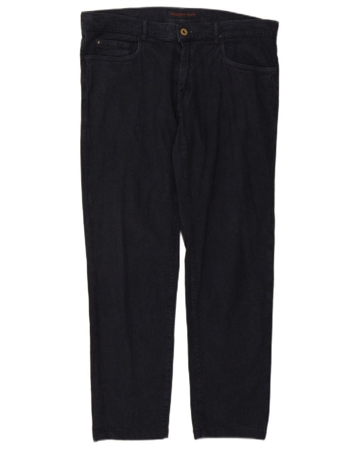 TRUSSARDI Mens Slim Casual Trousers W36 L29 Navy Blue