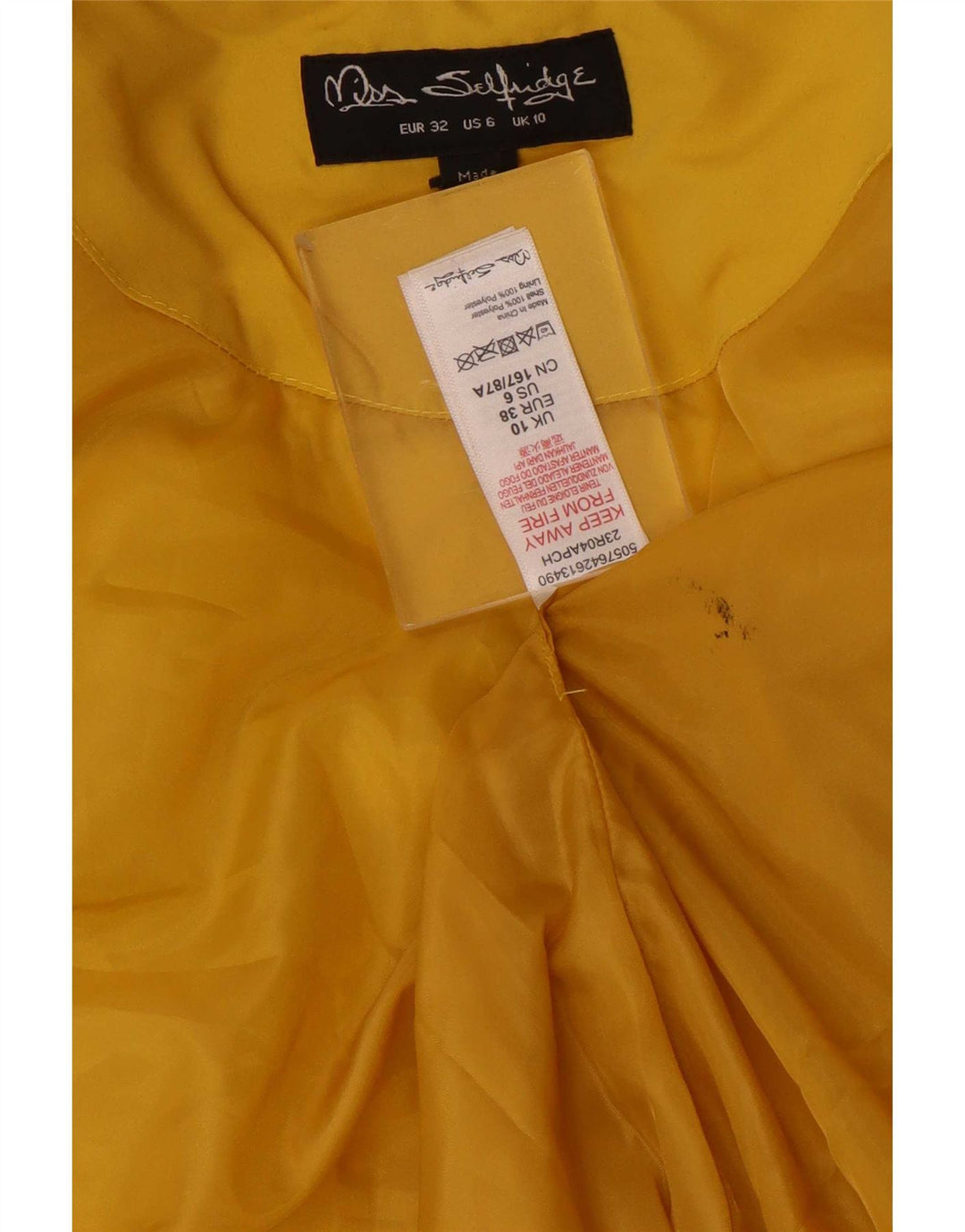 Miss Selfridge Womens Hooded Oversized Padded Jacket UK 10 Small Yellow