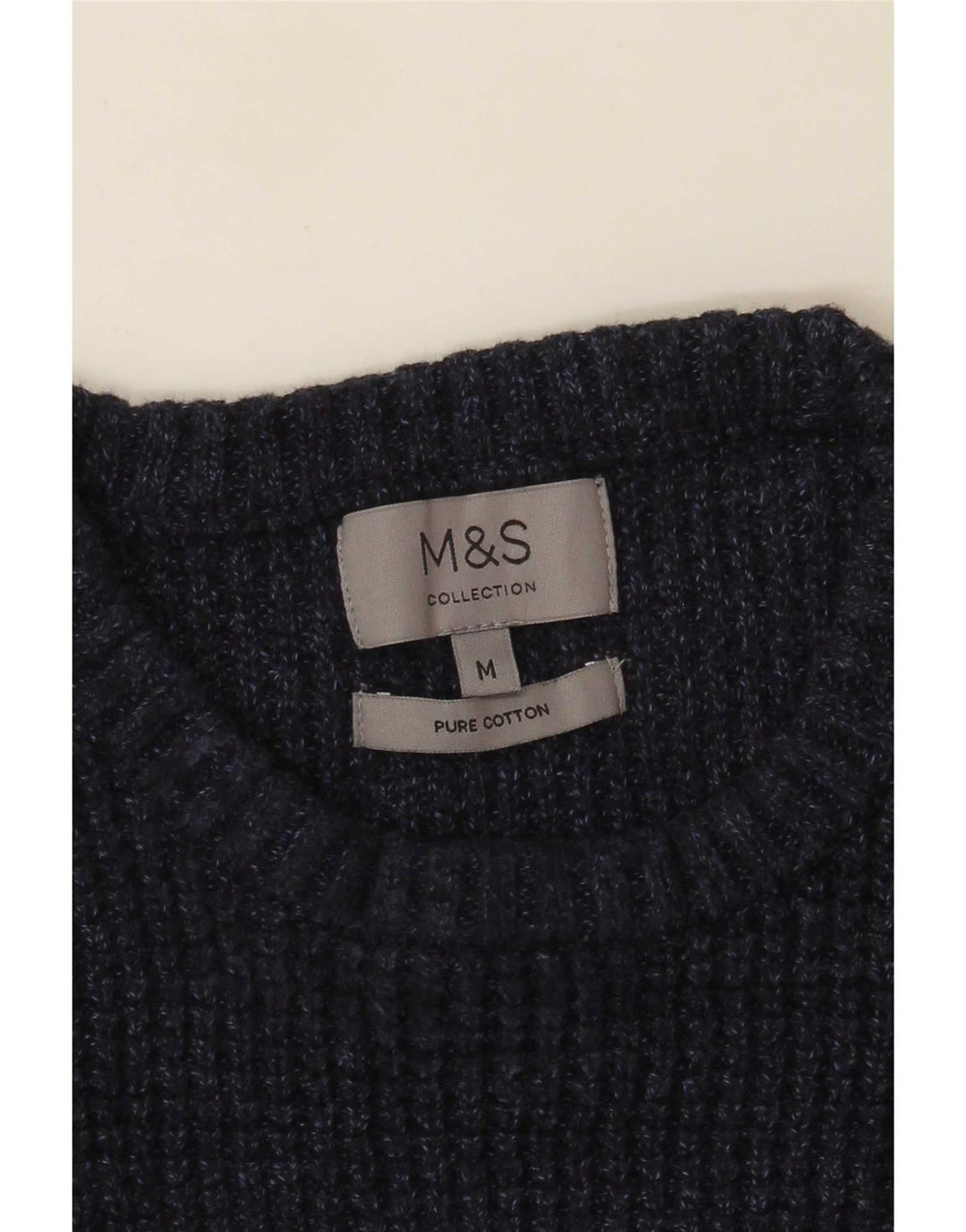 Marks & Spencer Mens Crew Neck Jumper Sweater Medium Navy Blue Cotton