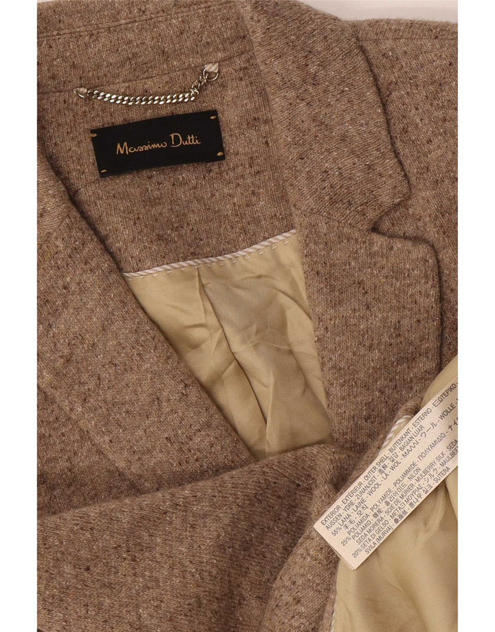 Massimo Dutti Womens 2 Button Blazer Jacket EU 38 Small Beige Flecked Wool