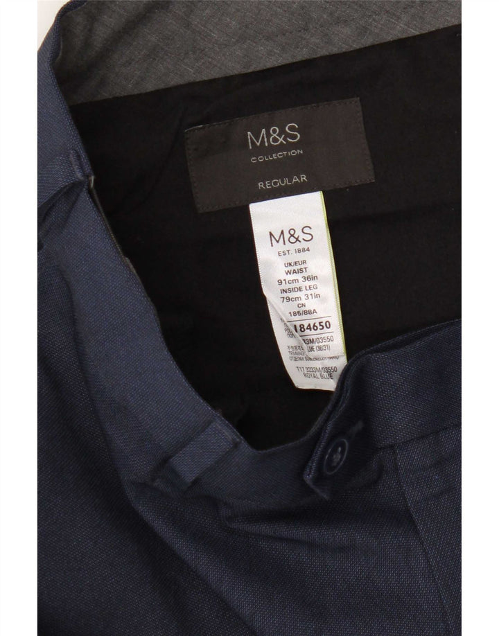 Marks & Spencer Mens Straight Regular Suit Trousers W36 L31 Navy Blue