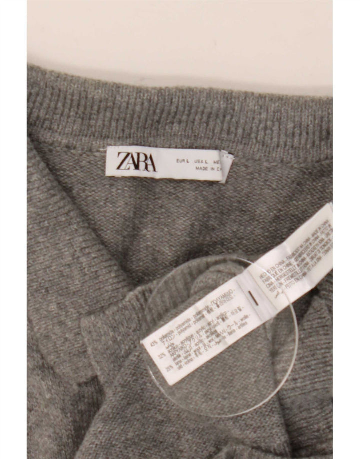 Zara Womens Cardigan Sweater UK 14 Large Grey Polyamide