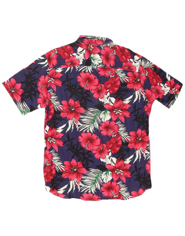 Jogal Mens Short Sleeve Hawaiian Shirt Large Multicoloured Floral Cotton