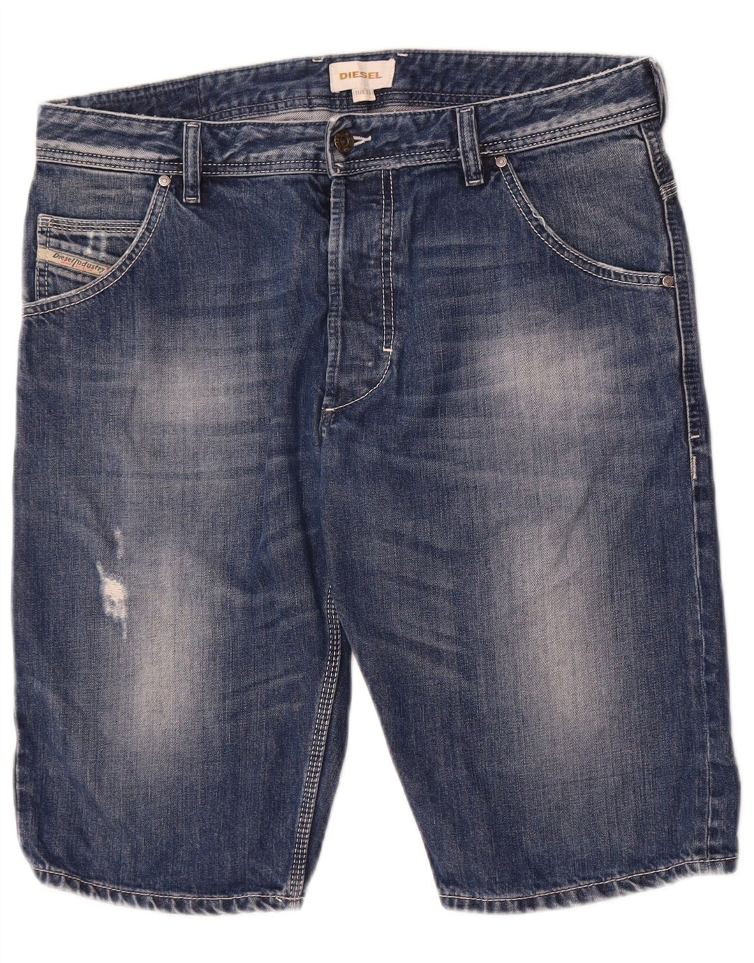 Diesel Mens Distressed Denim Shorts W33 Medium Blue Cotton