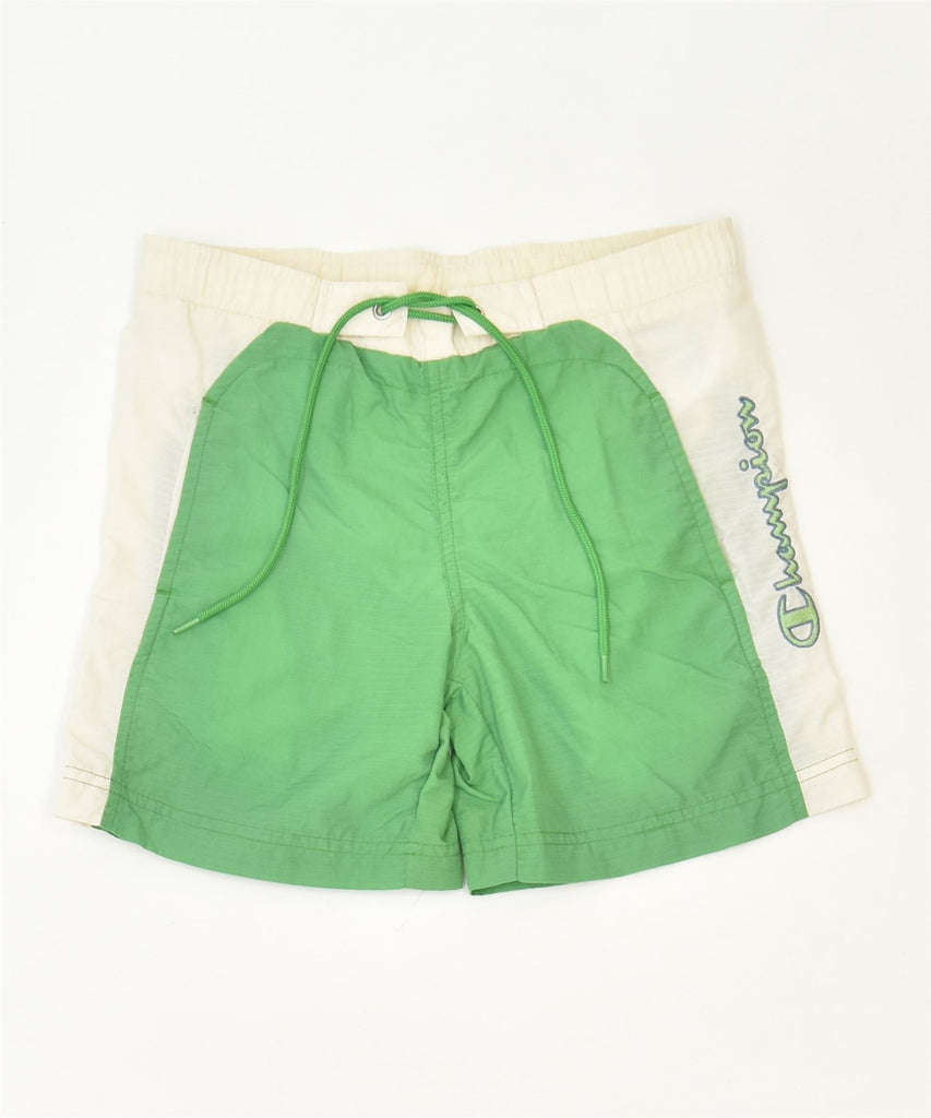 CHAMPION Boys Swimming Shorts 5-6 Years Green Colourblock Polyamide Sports | Vintage | Thrift | Second-Hand | Used Clothing | Messina Hembry 