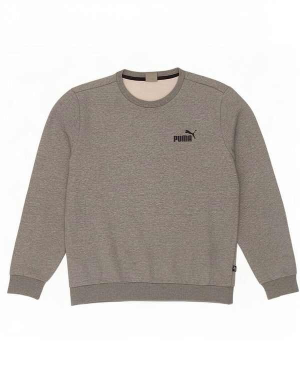 Puma Mens Sweatshirt Jumper Medium Grey Flecked Cotton