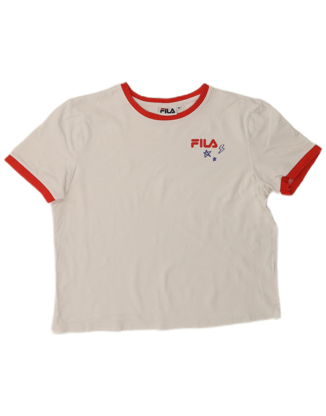 FILA Womens Crop T-Shirt Top UK 14 Medium White