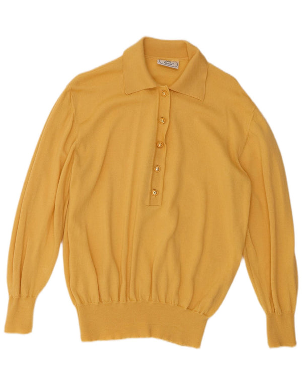 GIRA PUCCINO Womens Polo Neck Jumper Sweater UK 14 Large Yellow New Wool