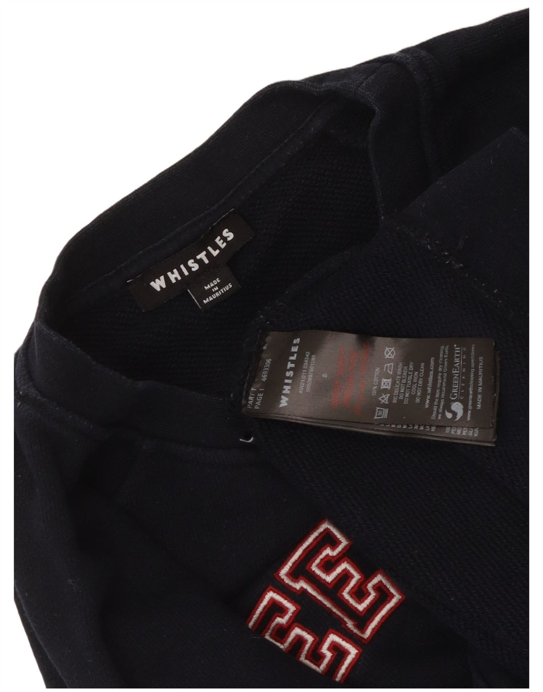 WHISTLE Womens Weekend Graphic Sweatshirt Jumper UK 10 Small Navy Blue