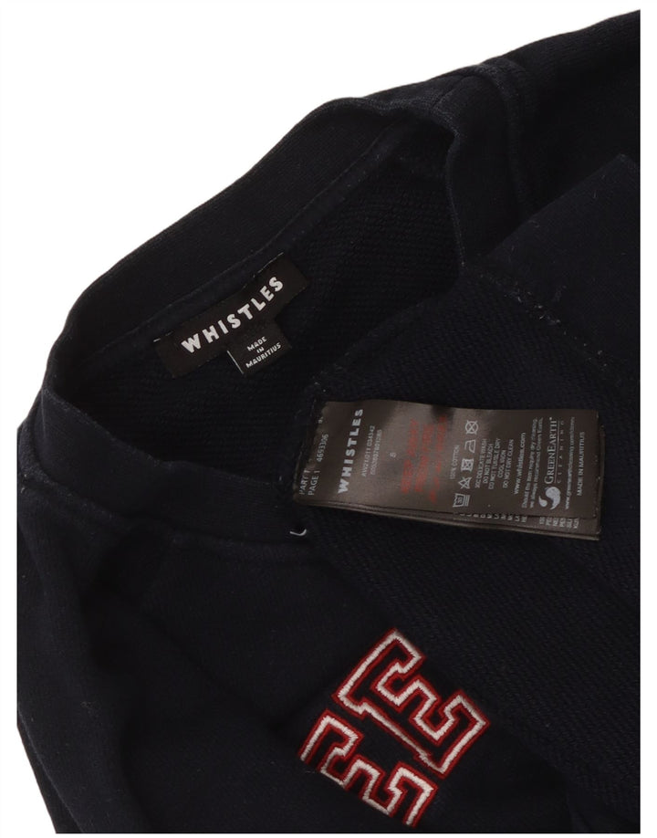 WHISTLE Womens Weekend Graphic Sweatshirt Jumper UK 10 Small Navy Blue