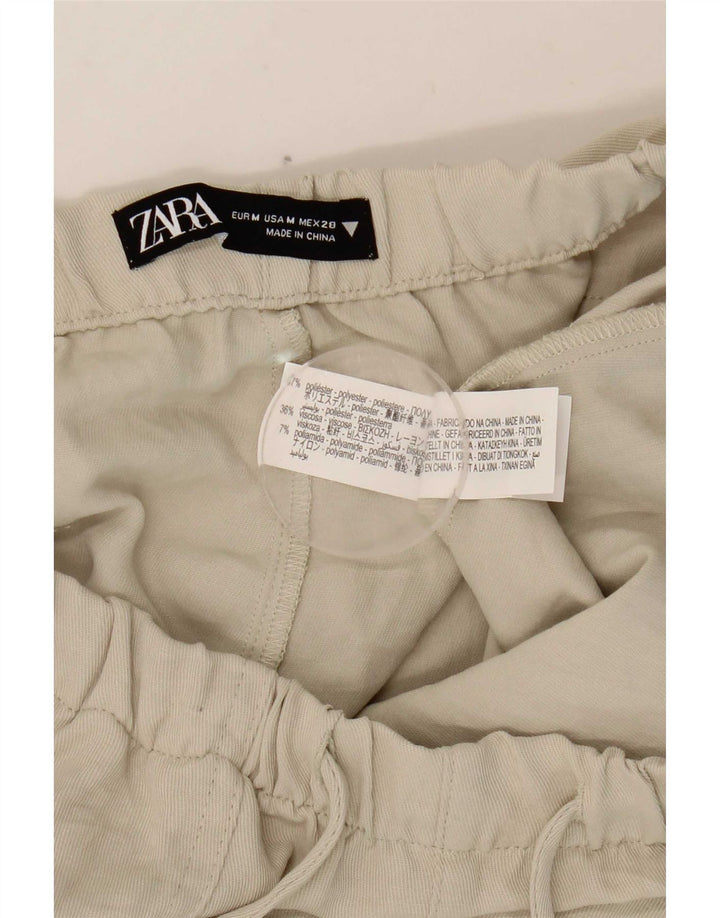 Zara Womens Joggers Cropped Trousers Medium W28 L25 Beige Polyester