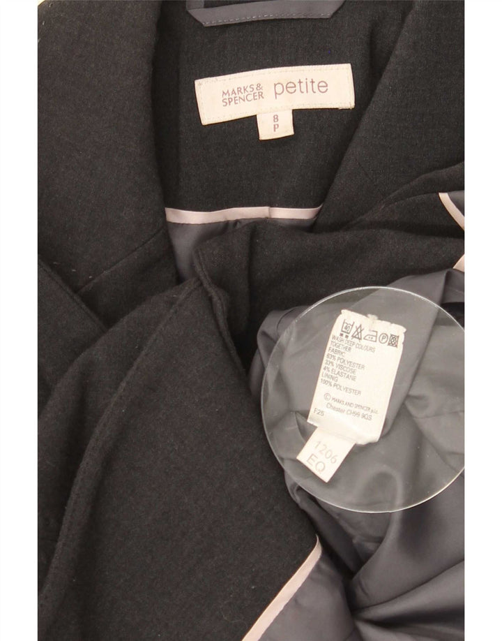 Marks & Spencer Womens Petite 3 Button Blazer Jacket UK 8 Small Grey