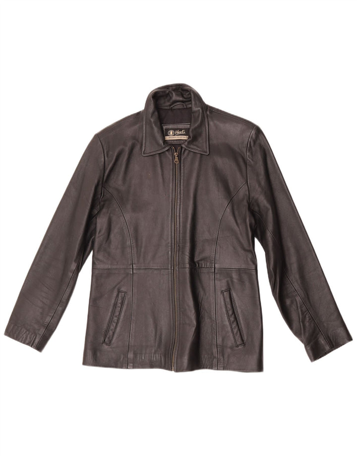 Heeli Womens Leather Jacket UK 18 XL Black Leather