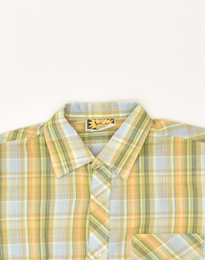 VINTAGE Mens Short Sleeve Shirt Medium Yellow Check Cotton | Vintage Vintage | Thrift | Second-Hand Vintage | Used Clothing | Messina Hembry 