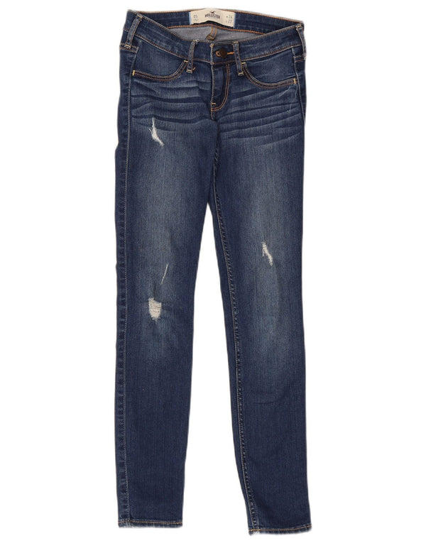 Hollister Womens Distressed Skinny Jeans W24 L27 Blue Cotton