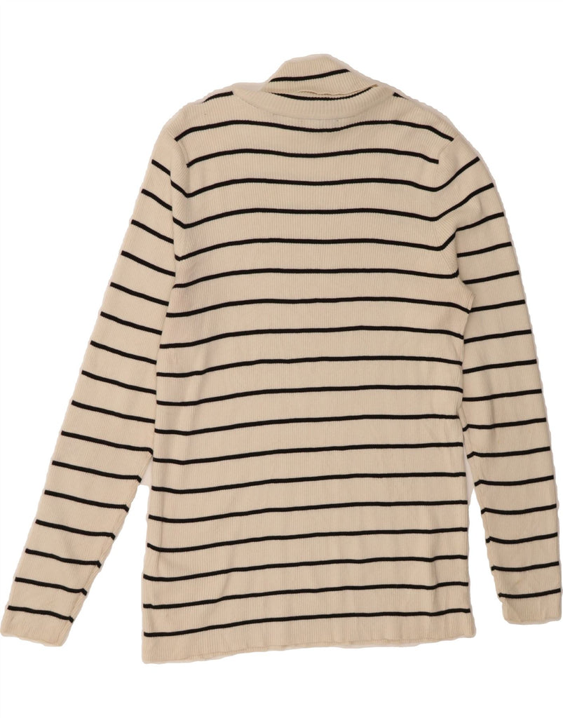 RALPH LAUREN Womens Roll Neck Jumper Sweater UK 18 XL Off White Striped Vintage Ralph Lauren and Second-Hand Ralph Lauren from Messina Hembry 