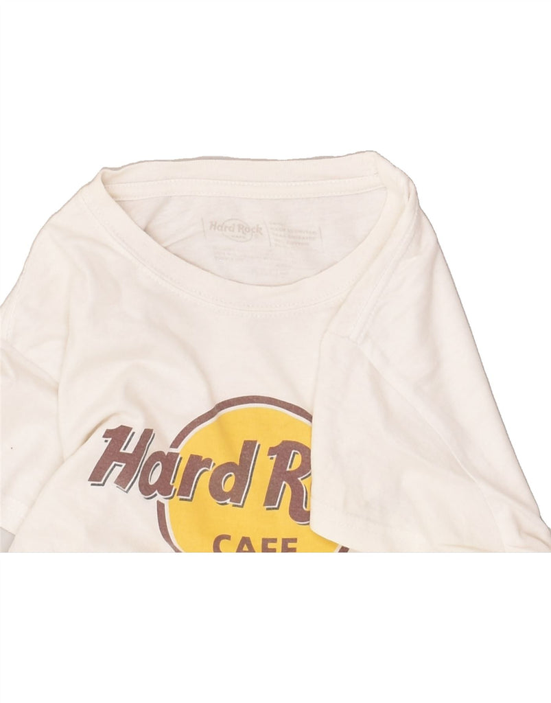 HARD ROCK CAFE Womens Barcelona Graphic T-Shirt Top UK 10 Small White | Vintage Hard Rock Cafe | Thrift | Second-Hand Hard Rock Cafe | Used Clothing | Messina Hembry 