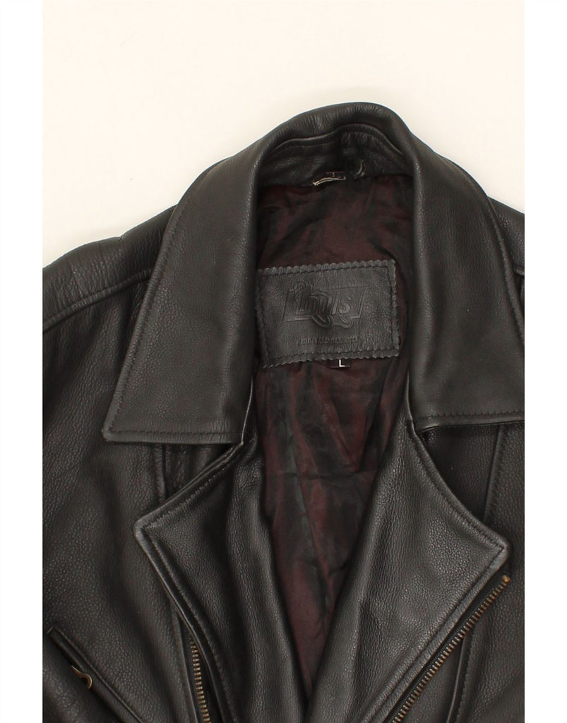 LOUIS INTERNATIONAL Womens Leather Jacket UK 16 Large Black Leather Vintage Louis International and Second-Hand Louis International from Messina Hembry 