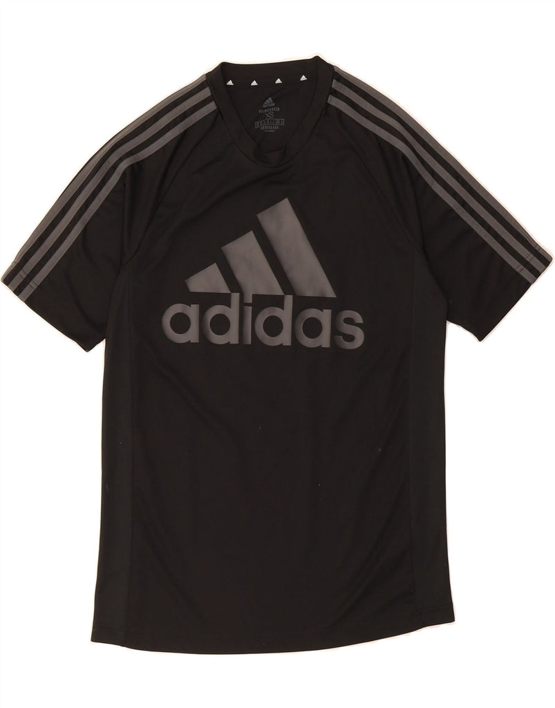ADIDAS Mens Aeroready Graphic T-Shirt Top XS Black Polyester Vintage Adidas and Second-Hand Adidas from Messina Hembry 