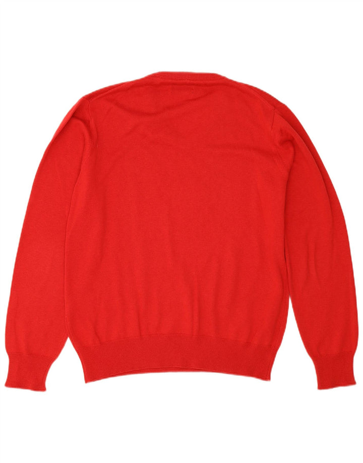 Gant Mens V-Neck Jumper Sweater Small Red Cotton