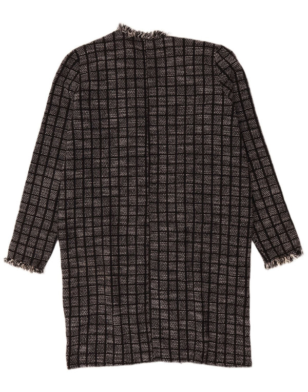 Zara Womens Loose Fit Cardigan Sweater UK 14 Medium Black Geometric