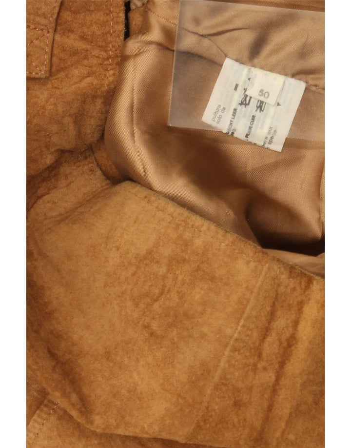 Vintage Mens Suede Jacket IT 50 Large Beige Leather