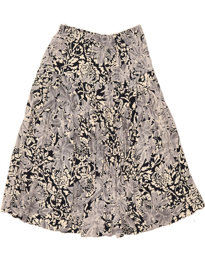 VINTAGE Womens A-Line Skirt W30 Medium  Grey Floral Viscose Vintage Vintage and Second-Hand Vintage from Messina Hembry 