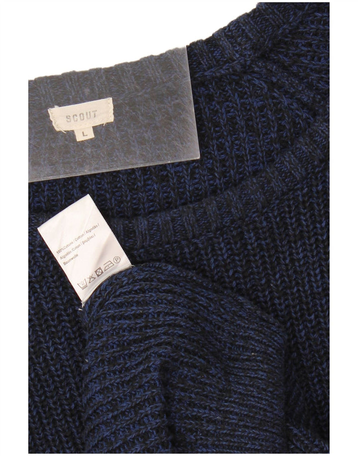 Scout Mens Boat Neck Jumper Sweater Large Navy Blue Cotton