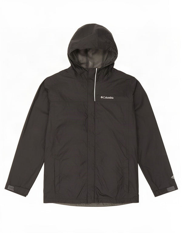 Columbia Boys Omni-Tech Hooded Rain Jacket 11-12 Years Large Black Nylon