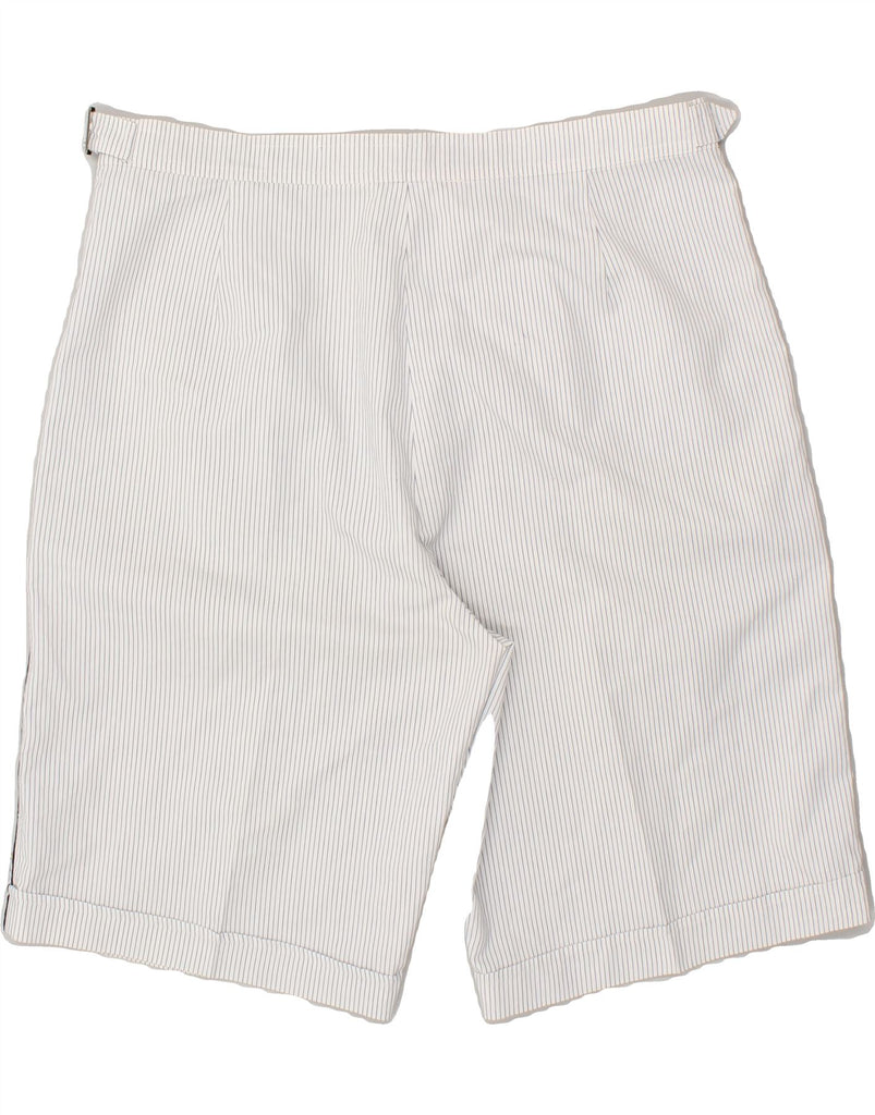 ERMENEGILDO ZEGNA Womens Chino Shorts UK 18 XL W36 White Pinstripe Cotton | Vintage Ermenegildo Zegna | Thrift | Second-Hand Ermenegildo Zegna | Used Clothing | Messina Hembry 