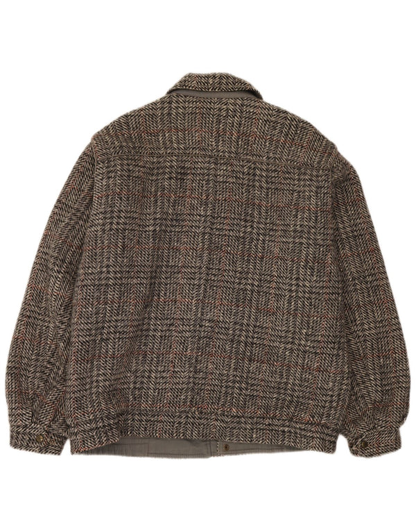 Faciba Mens Bomber Jacket IT 50 Large Grey Check Wool