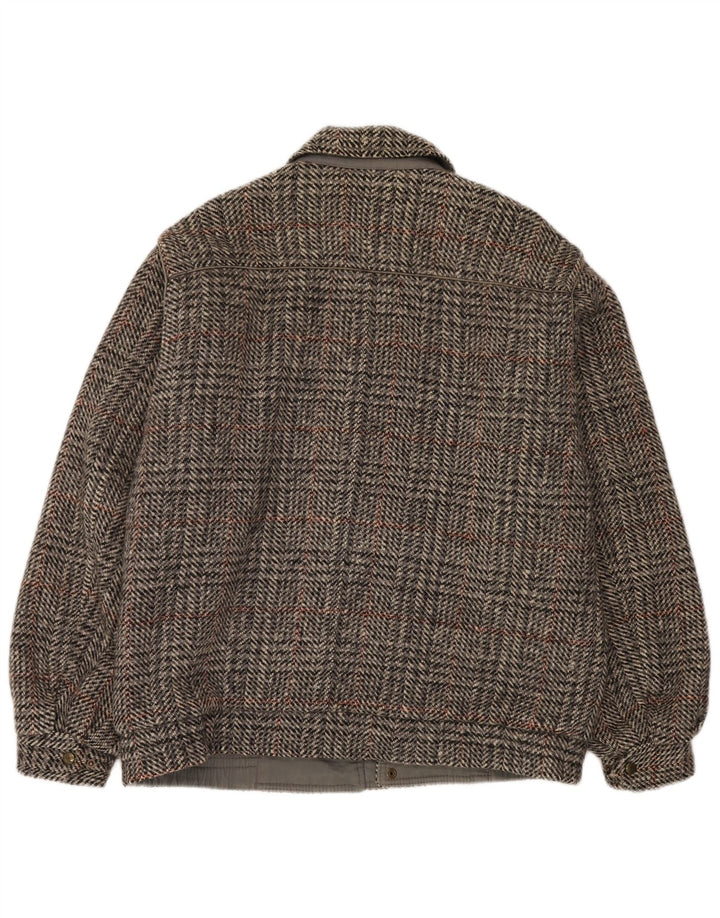 Faciba Mens Bomber Jacket IT 50 Large Grey Check Wool