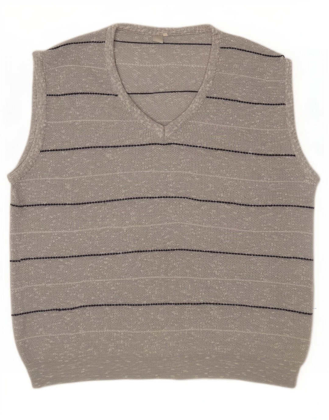 Vintage Mens Vest Tank Top Large Grey Striped