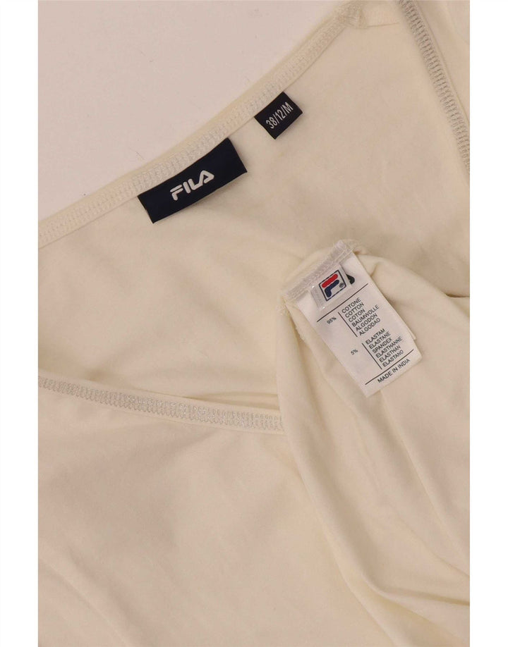 Fila Womens Graphic T-Shirt Top UK 12 Medium White Cotton