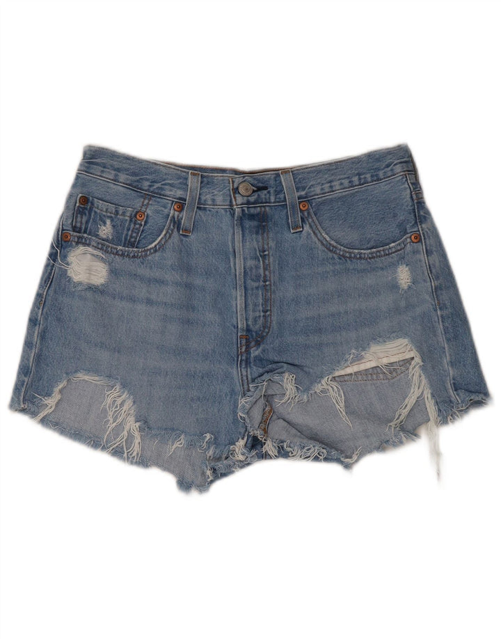 LEVI'S Womens 501 High Waist Distressed Denim Shorts W28 Medium  Blue
